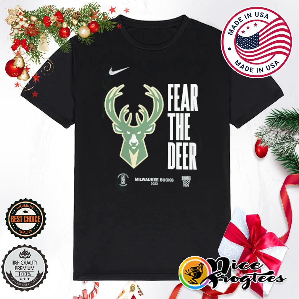 Nike Milwaukee Bucks 2023 NBA Playoffs Mantra Fear the deer shirt